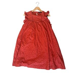 Madewell Red Eyelet Flutter Sleeve Dress – Size M